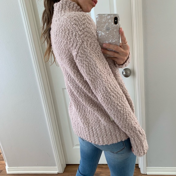 ❌SOLD • Dusty Mauve Popcorn Cowl-neck Sweater - Picture 7 of 7